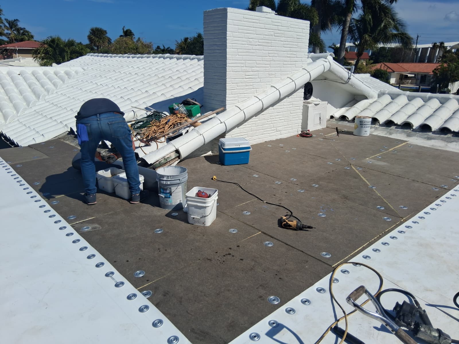 TPO roof in progress in South Florida